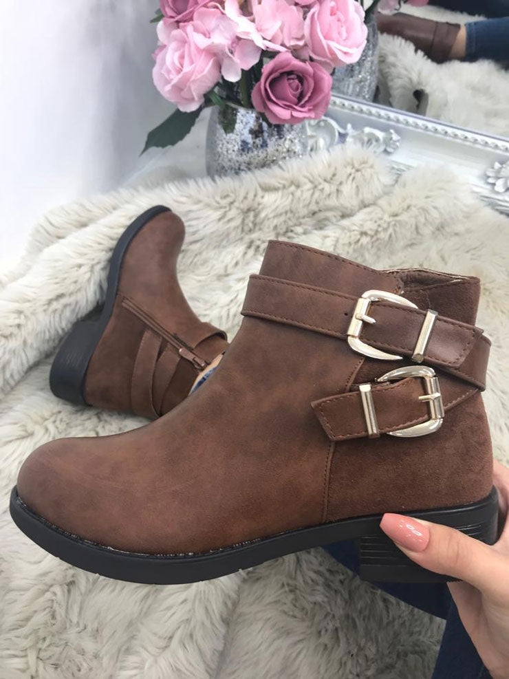 Bianca Suede Heel Buckle Boots