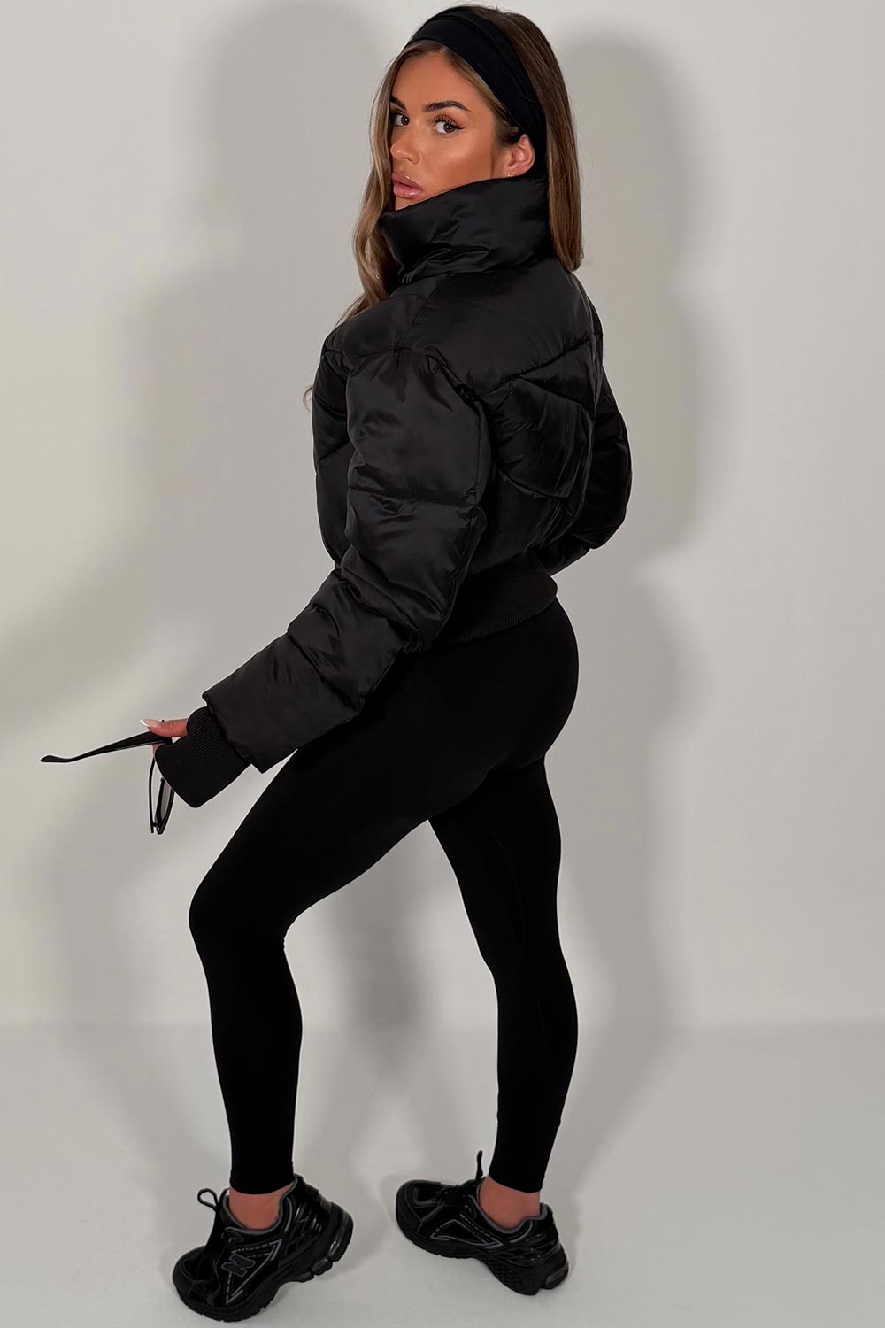 Black Cropped Puffer Jacket