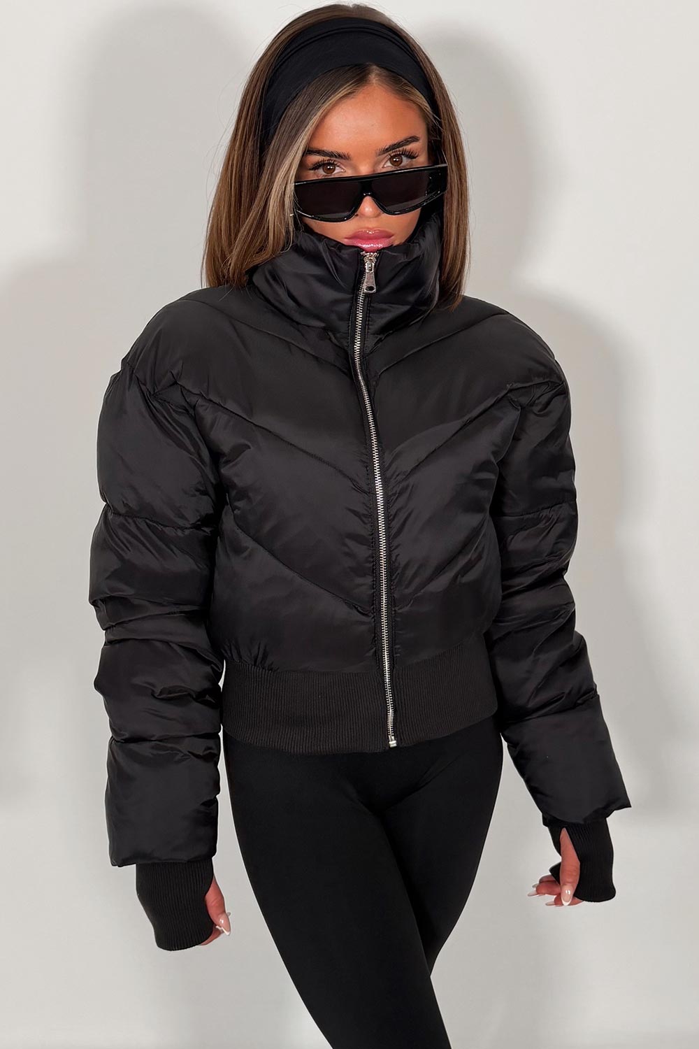 Black Cropped Puffer Jacket
