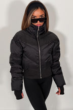 Black Cropped Puffer Jacket