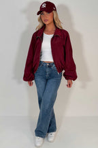 Burgundy Festival Jacket Funnel Neck Windbreaker