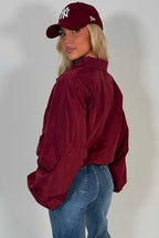 Burgundy Festival Jacket Funnel Neck Windbreaker