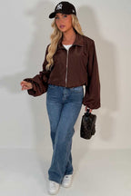 Brown Festival Jacket Funnel Neck Windbreaker