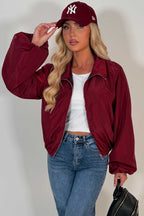Burgundy Festival Jacket Funnel Neck Windbreaker