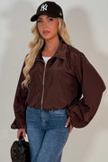 Brown Festival Jacket Funnel Neck Windbreaker