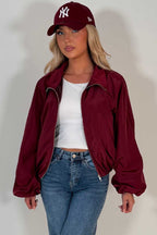 Burgundy Festival Jacket Funnel Neck Windbreaker
