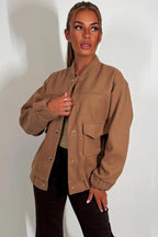Bomber Jacket With Pockets Taupe