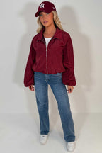 Burgundy Festival Jacket Funnel Neck Windbreaker
