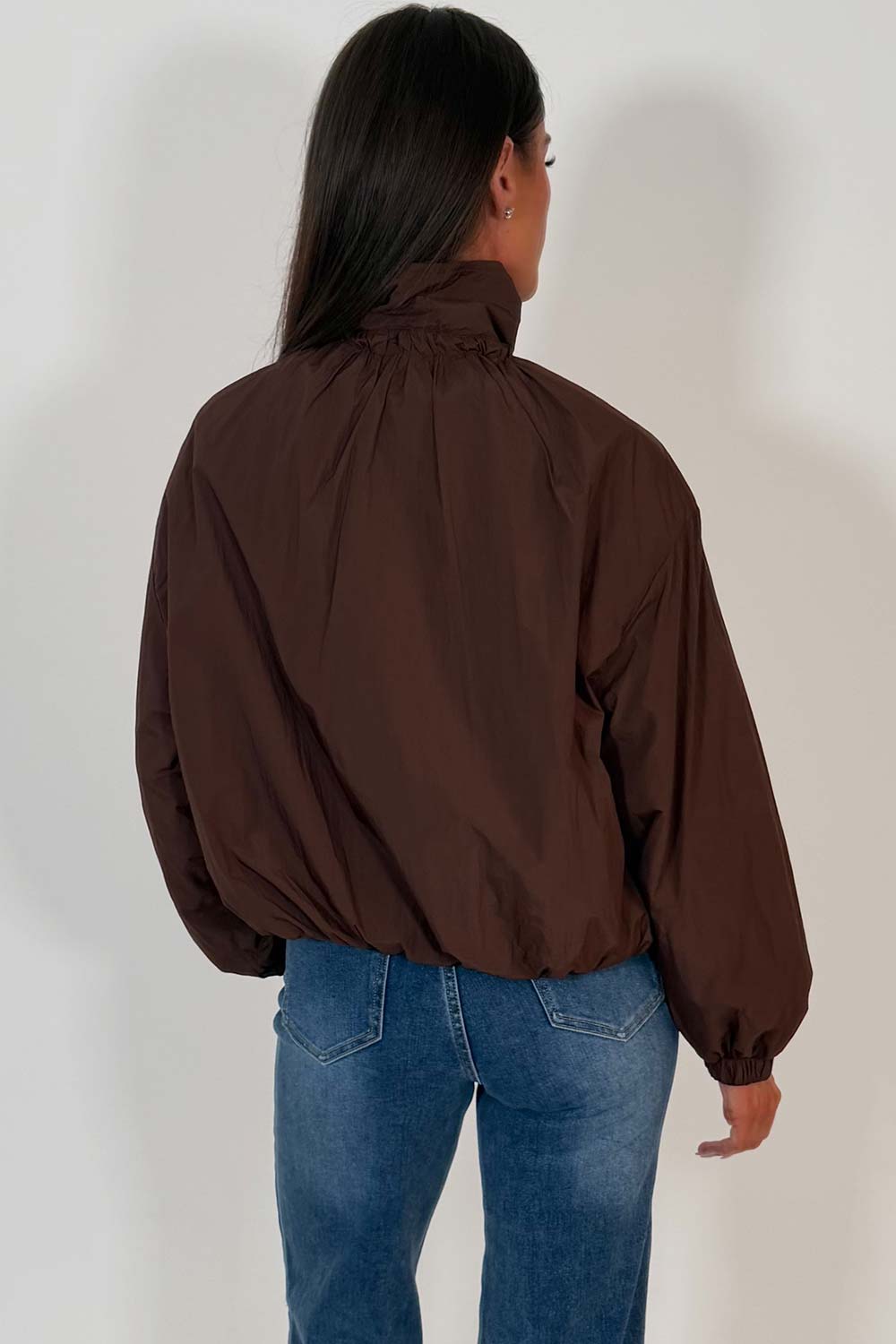 Funnel Neck Jacket Brown