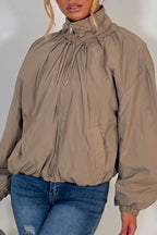 Funnel Neck Jacket Beige