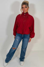 Funnel Neck Jacket Burgundy