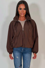Funnel Neck Jacket Brown