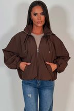 Funnel Neck Jacket Brown
