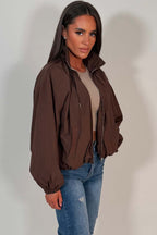 Funnel Neck Jacket Brown
