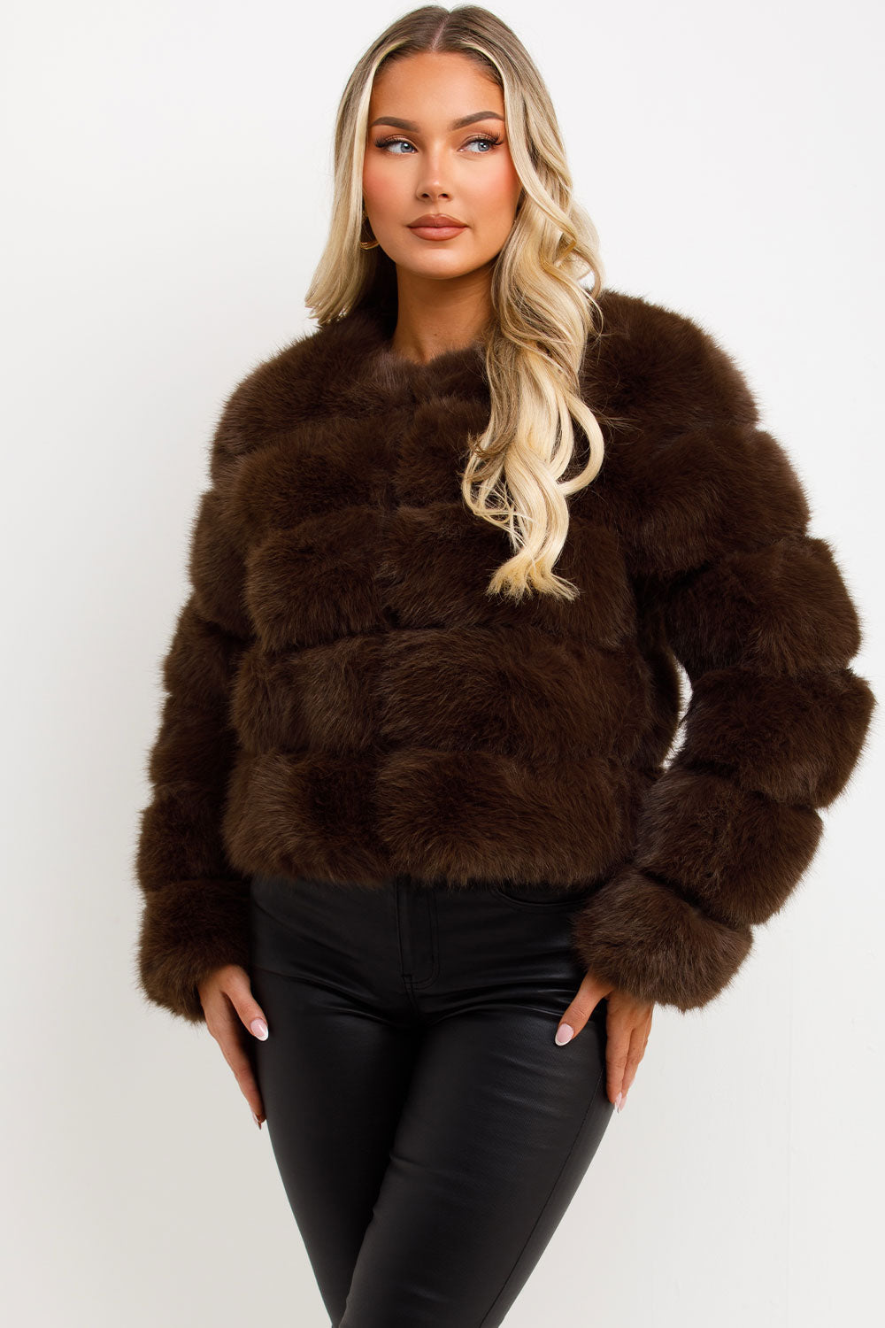 Brown Faux Fur Bubble Coat