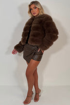 Brown Faux Fur Bubble Coat