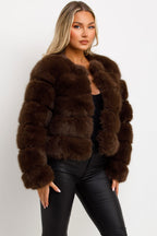 Brown Faux Fur Bubble Coat