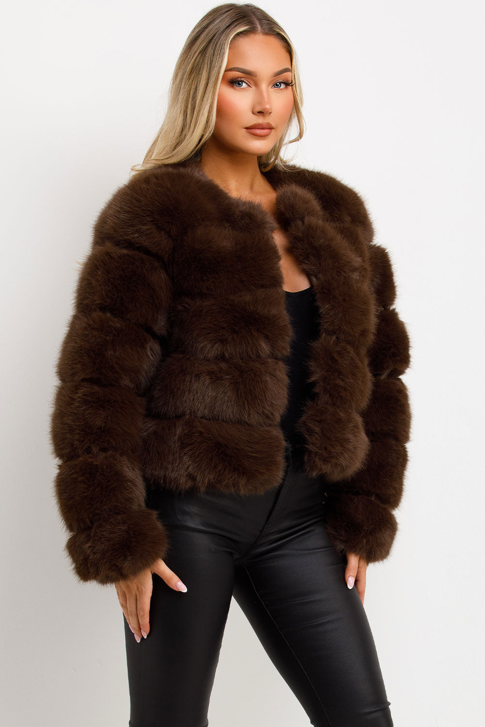 Brown Faux Fur Bubble Coat