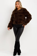 Brown Faux Fur Bubble Coat