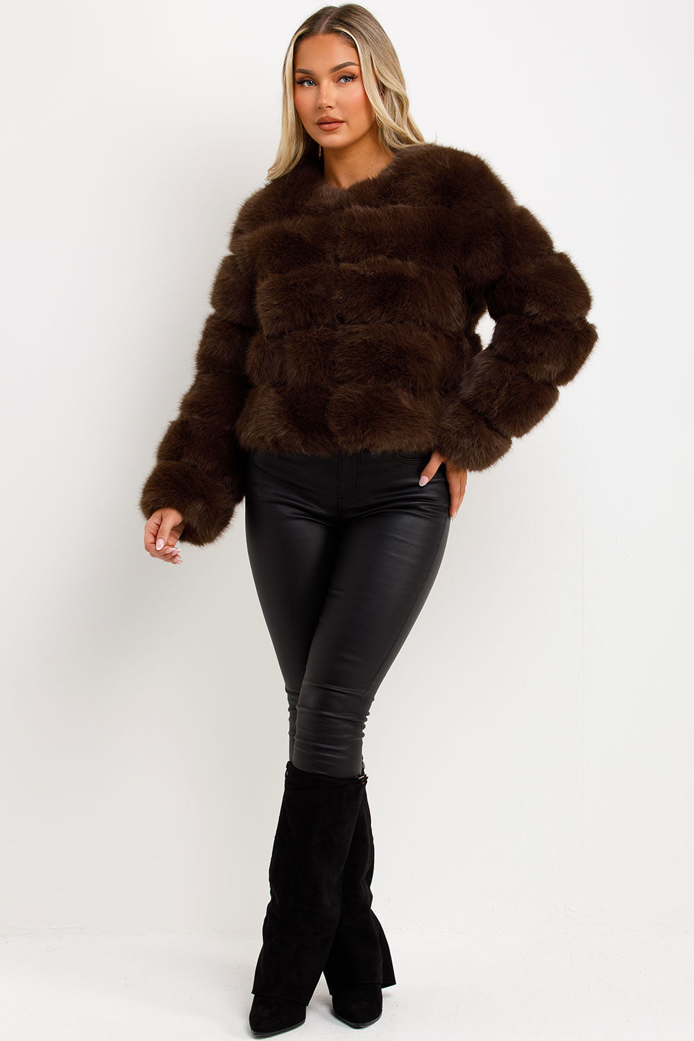 Brown Faux Fur Bubble Coat