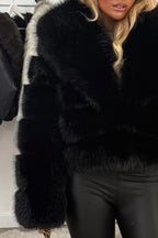 Black Faux Fur Coat With Collar