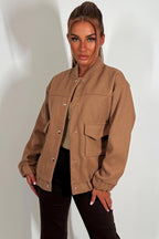 Bomber Jacket With Pockets Taupe