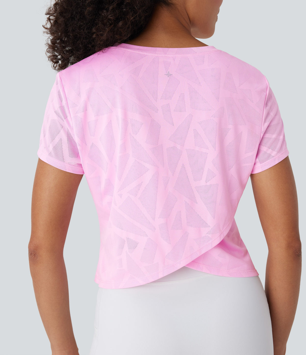 Seamless Flow Jacquard Crossover Hem Yoga Sports Top