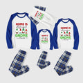 Christmas Family Matching Pajamas-Blue Raglan Top Blue Plaid Pants Pjs Set with "Home Is Where Your Gnome Lives" Print