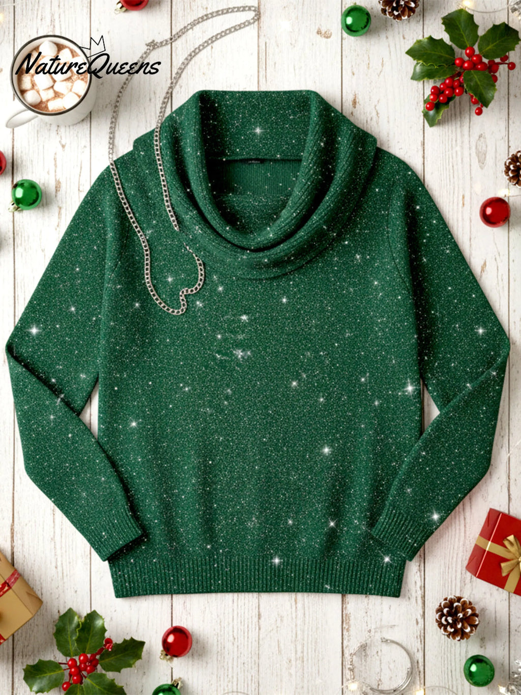 Women's Elegant Solid Color Loose Shiny Sweater