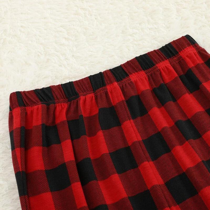 "2025 Family Christmas" Moose Letter Prints Black & Red Plaid Family Matching Black Pajamas