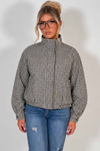 Oversized Check Print Jacket Long Sleeves