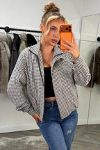 Oversized Check Print Jacket Long Sleeves