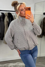 Oversized Check Print Jacket Long Sleeves