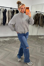 Oversized Check Print Jacket Long Sleeves