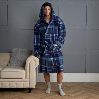 Teddy Marl Dressing Gown Floor Length, Adults - Charcoal