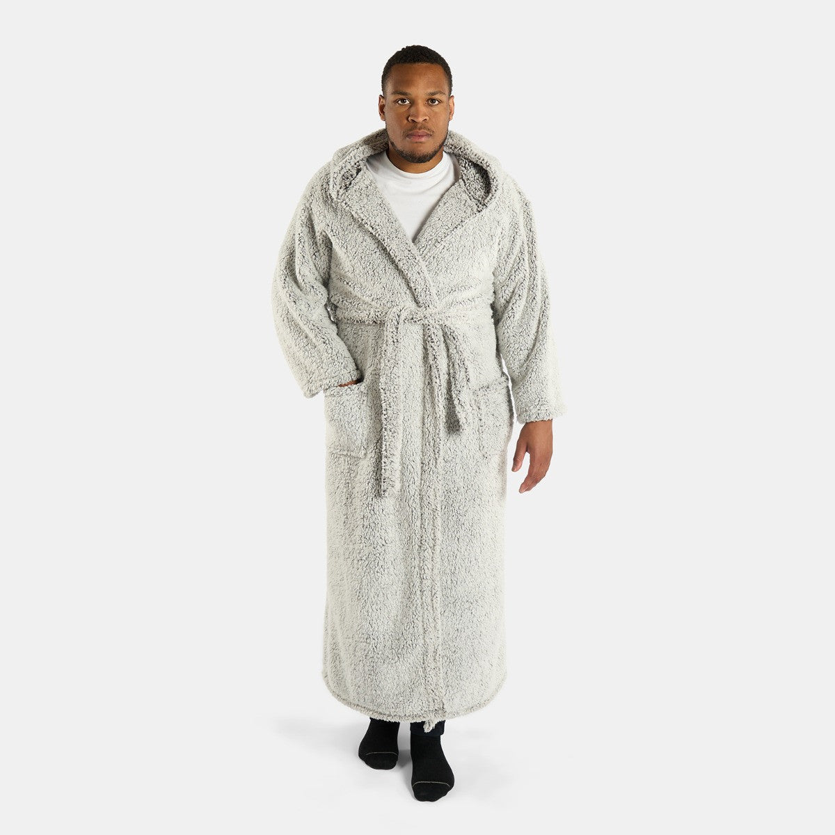 Teddy Marl Dressing Gown Floor Length, Adults - Charcoal