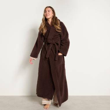 Teddy Marl Dressing Gown Floor Length, Adults - Charcoal