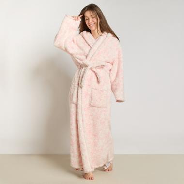 Teddy Marl Dressing Gown Floor Length, Adults - Charcoal