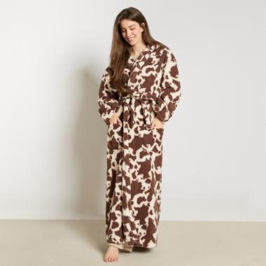 Teddy Marl Dressing Gown Floor Length, Adults - Charcoal