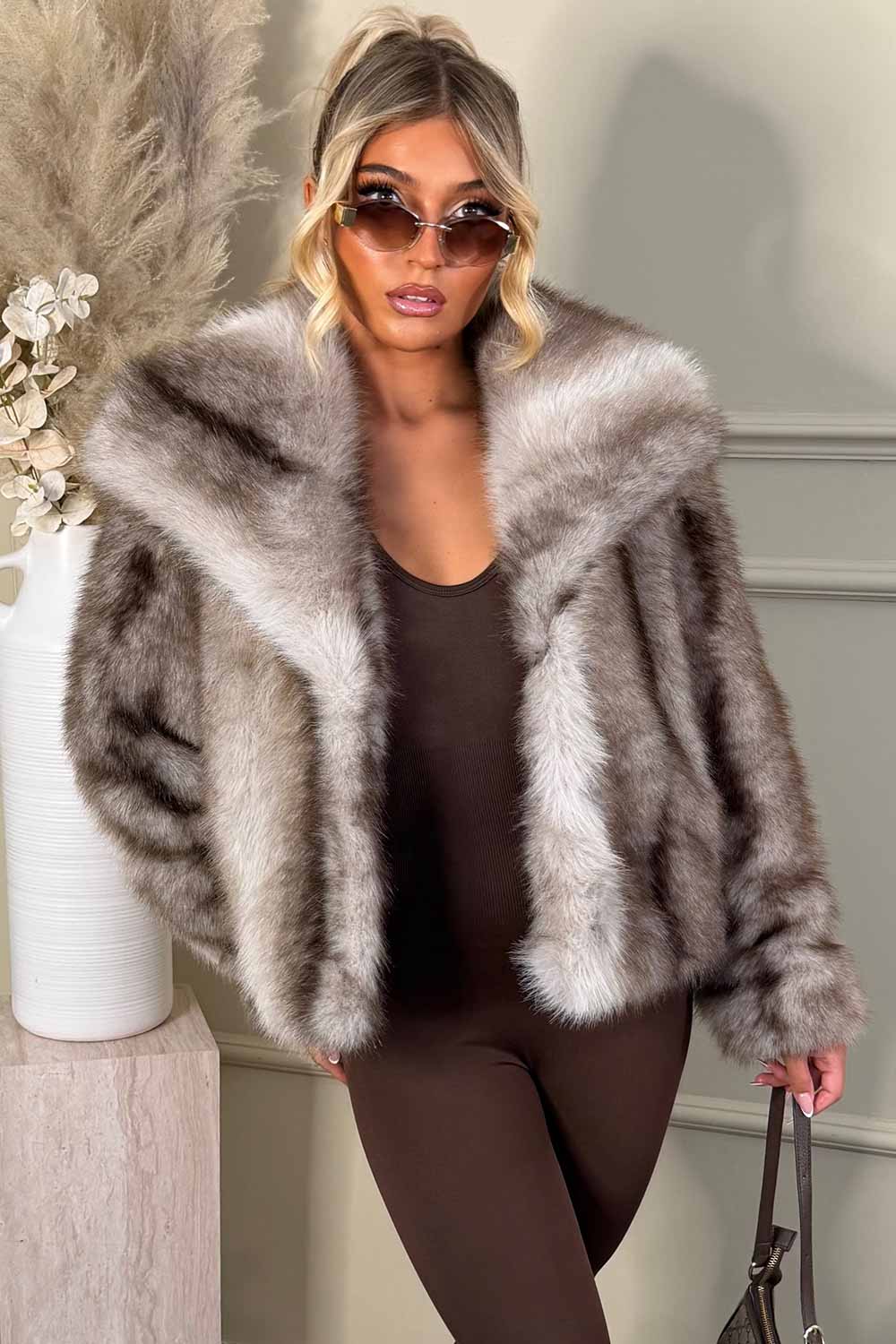 Faux Fur Coat Beige Colourway
