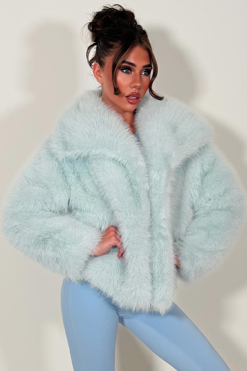 Faux Fur Jacket Baby Blue