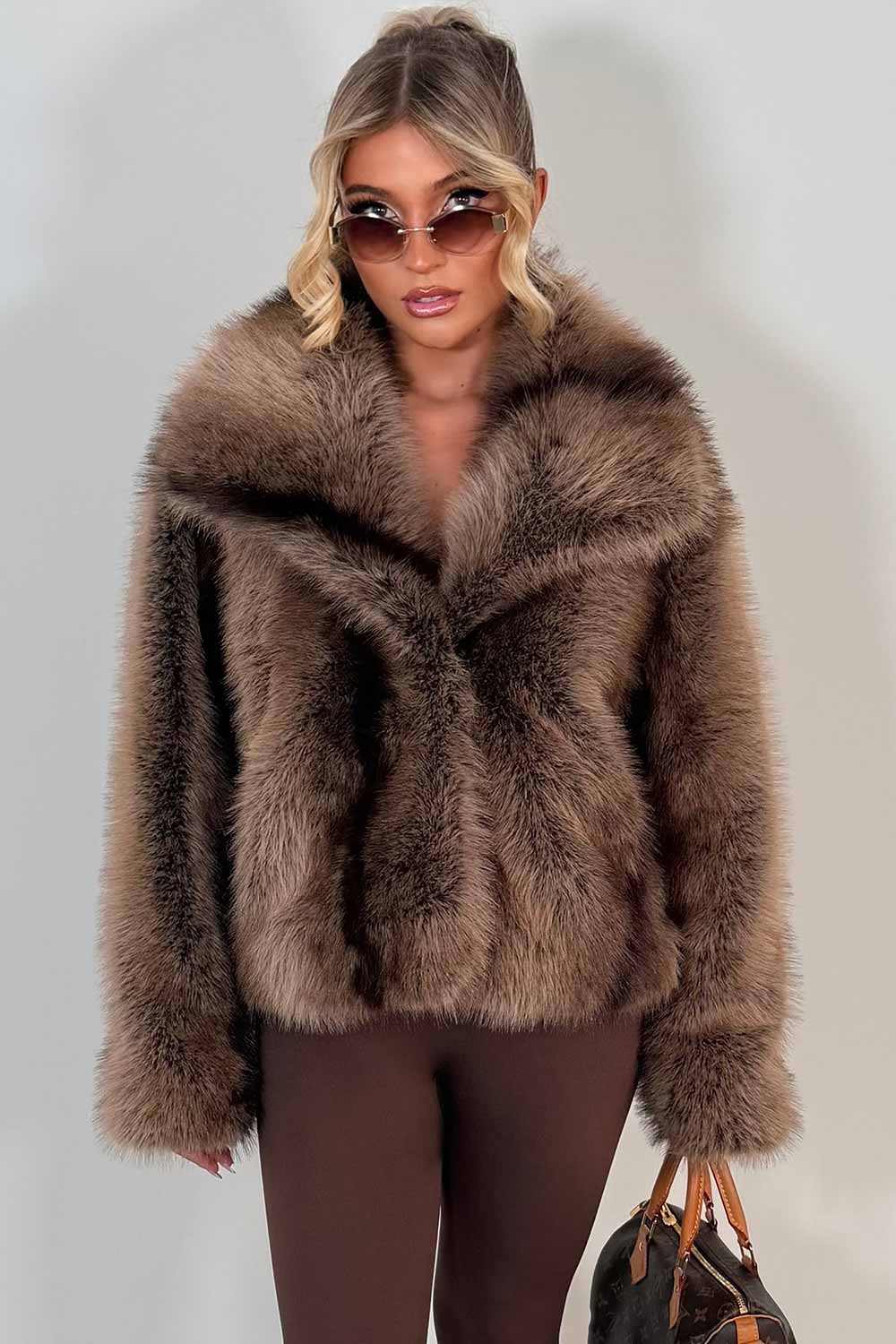 Faux Fur Coat Tan Colourway