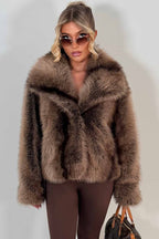 Faux Fur Coat Tan Colourway