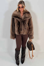 Faux Fur Coat Tan Colourway