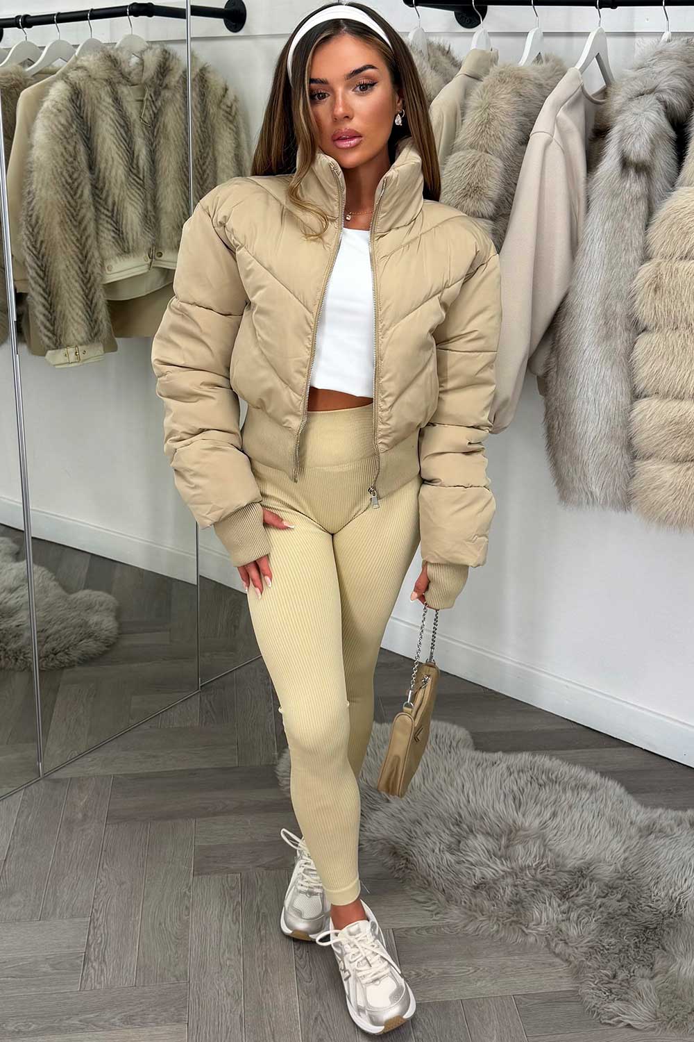 Cropped Puffer Jacket Mocha