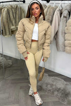 Cropped Puffer Jacket Mocha