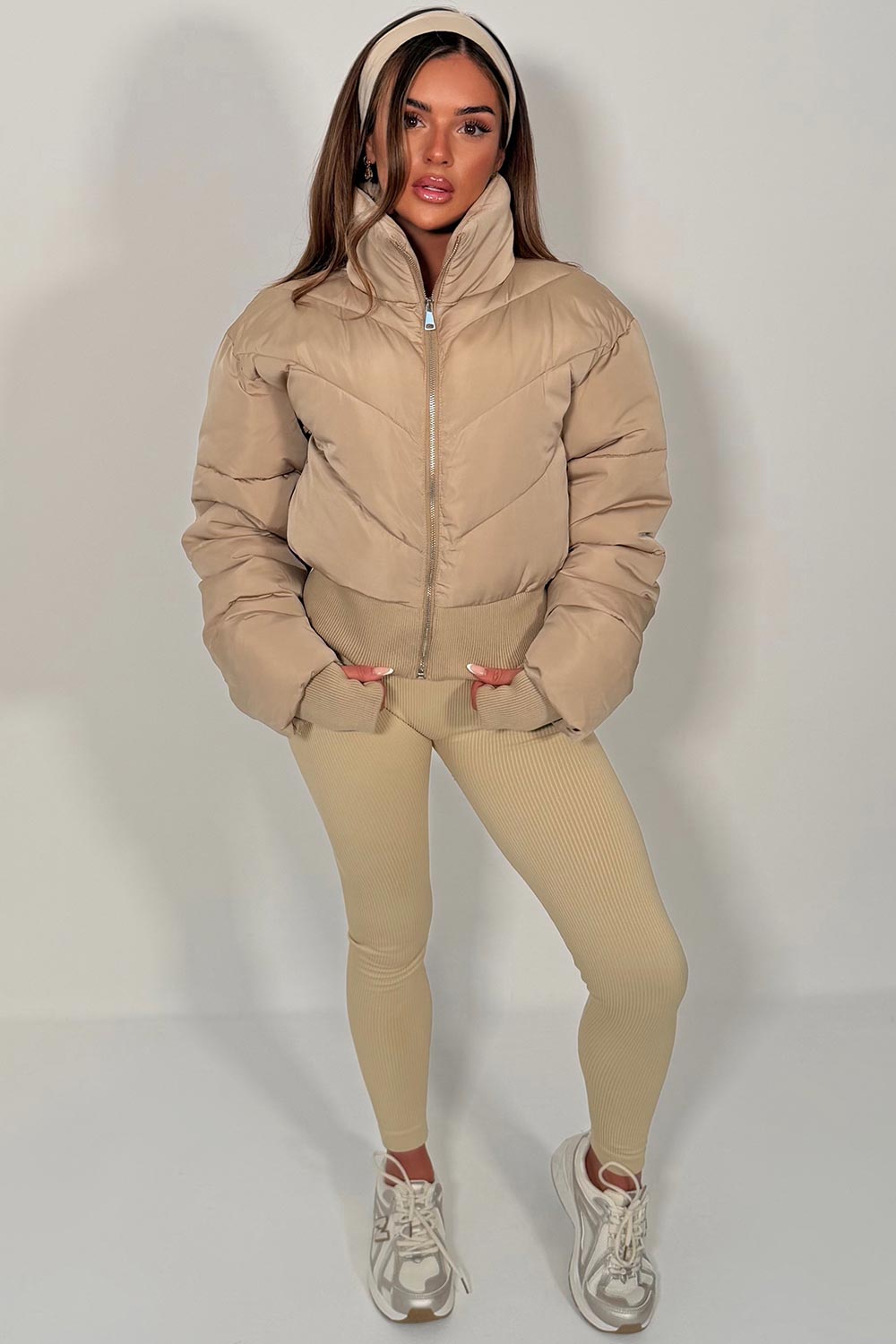 Cropped Puffer Jacket Mocha