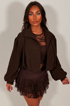 Bomber jacket With Funnel Neck Brown
