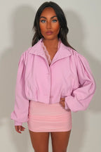 Bomber jacket With Funnel Neck Pink