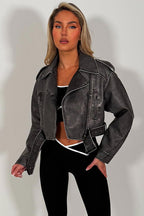 Faux Leather Jacket Grey